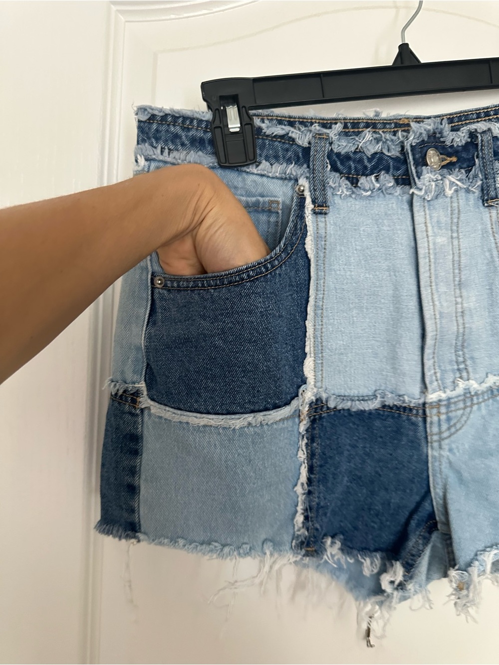 Wild Fable Patchwork Highest Rise Cutoff Denim Shorts Size 8 - Picture 3 of 7